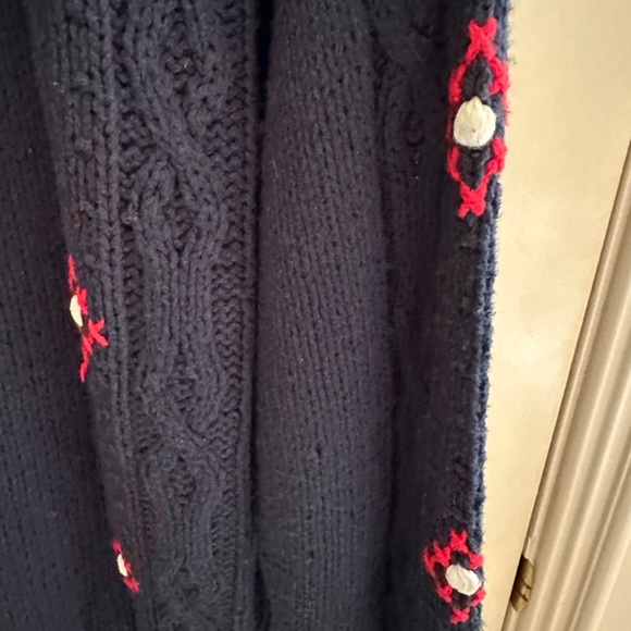 Liz Claiborne Navy Cotton Sweater with hand embellished embroidery - Picture 7 of 9